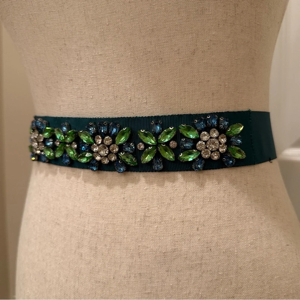 Pennyblack by Max Mara Green Belt with Rhinestones Size: Small Spring/ Summer